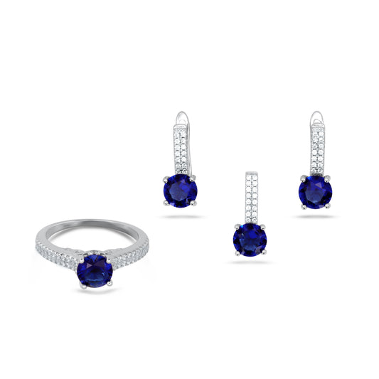 Blue Round Shape Pendant Set