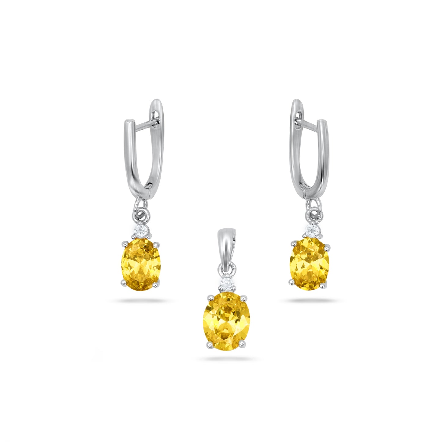 Yellow Oval Shape Pendant Set