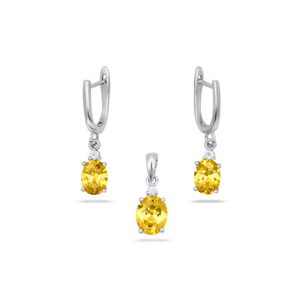 Yellow Oval Shape Pendant Set