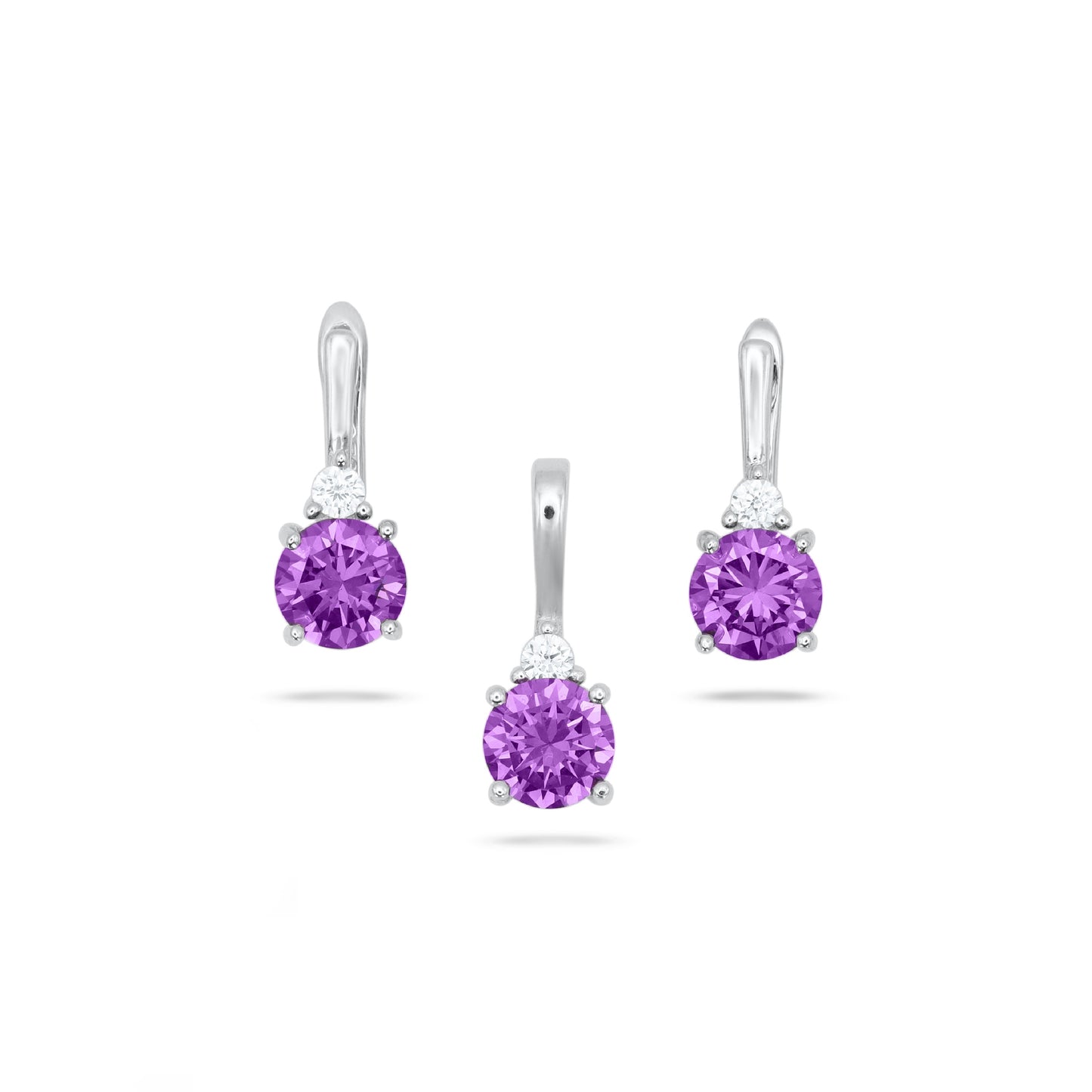 Purple Round Shape Pendant Set