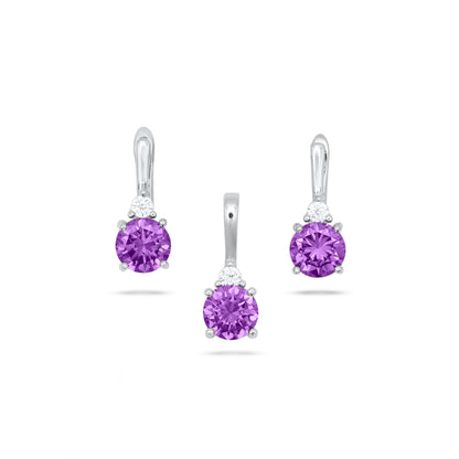 Purple Round Shape Pendant Set