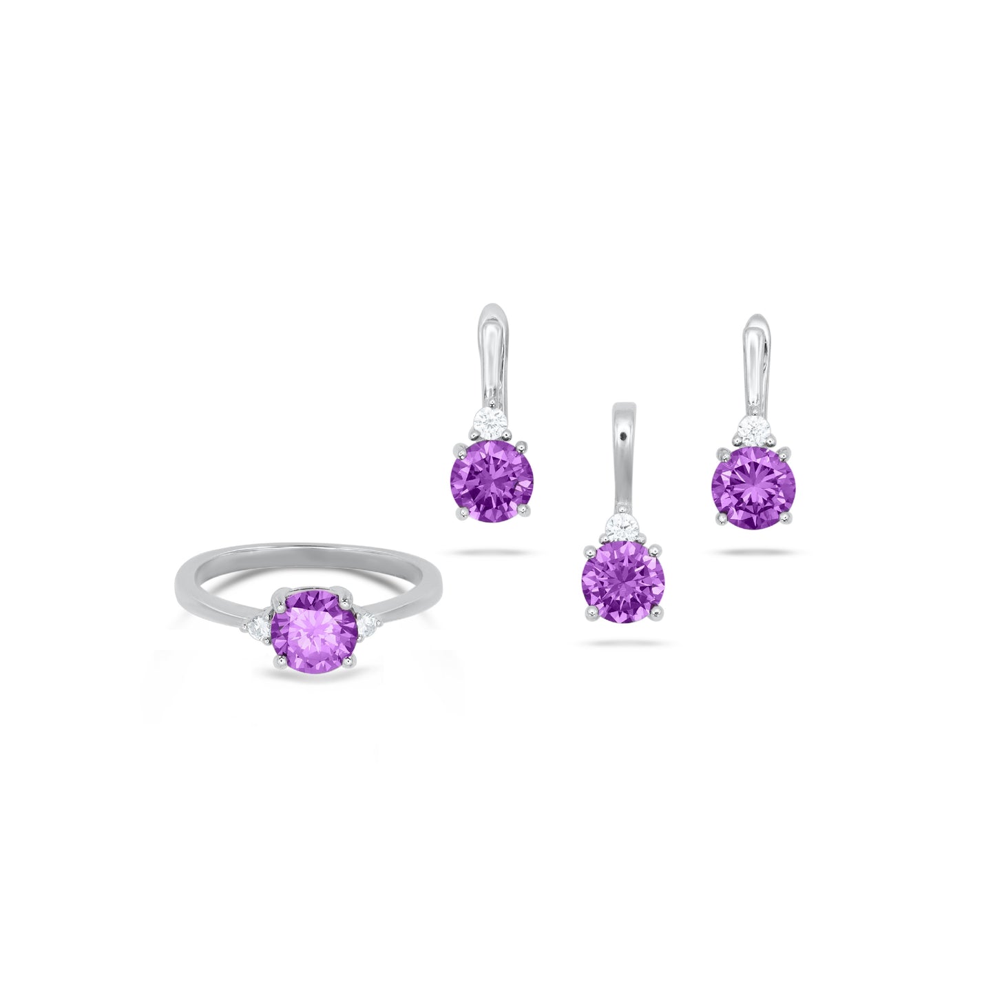 Purple Round Shape Pendant Set