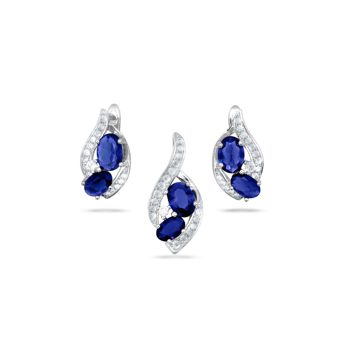 Double  Blue Stone  Pendant Set