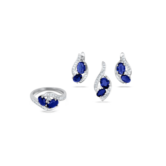 Double  Blue Stone  Pendant Set