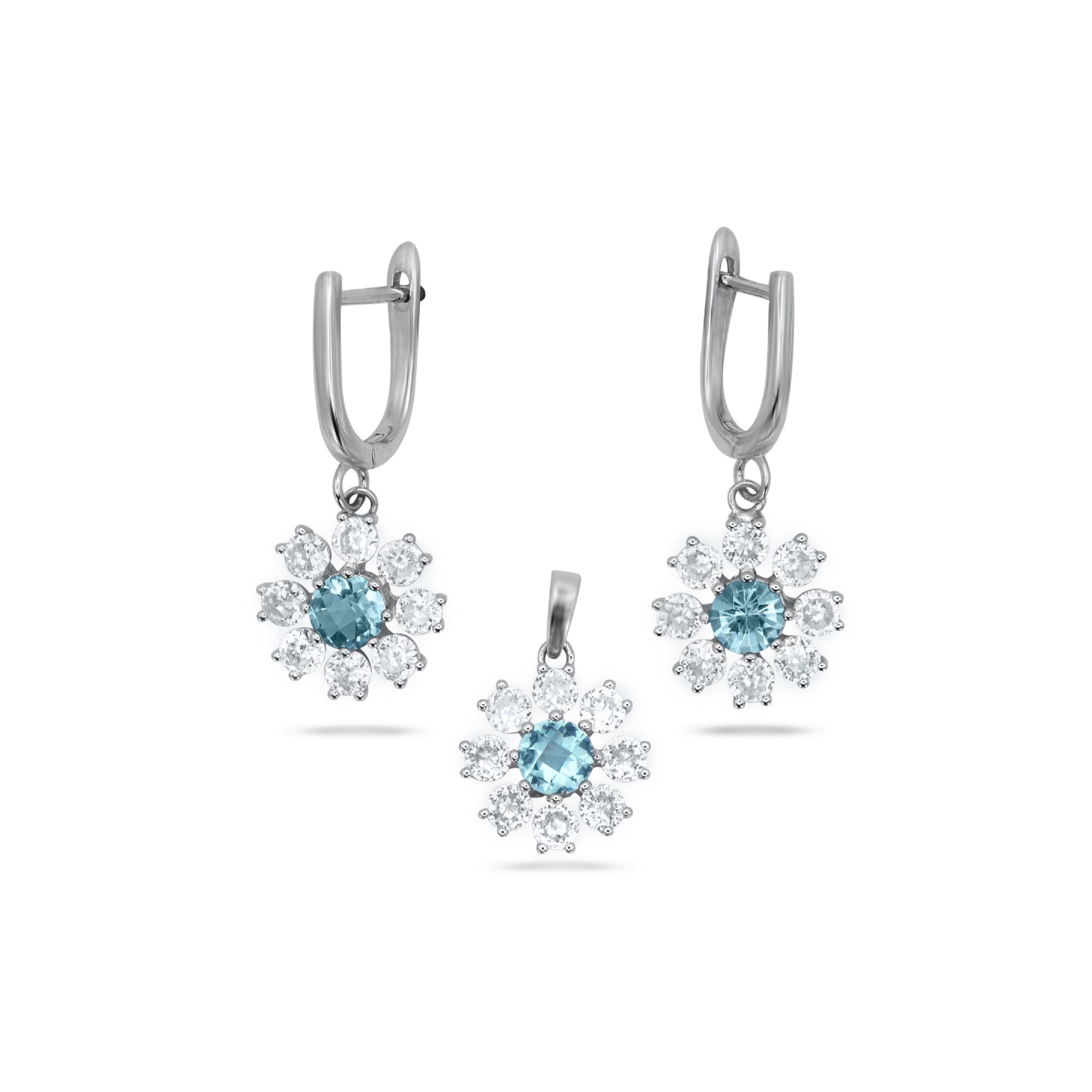 Swiss Blue Topaz Pendant Set