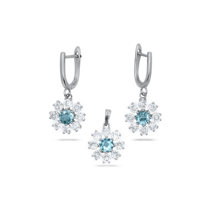 Swiss Blue Topaz Pendant Set