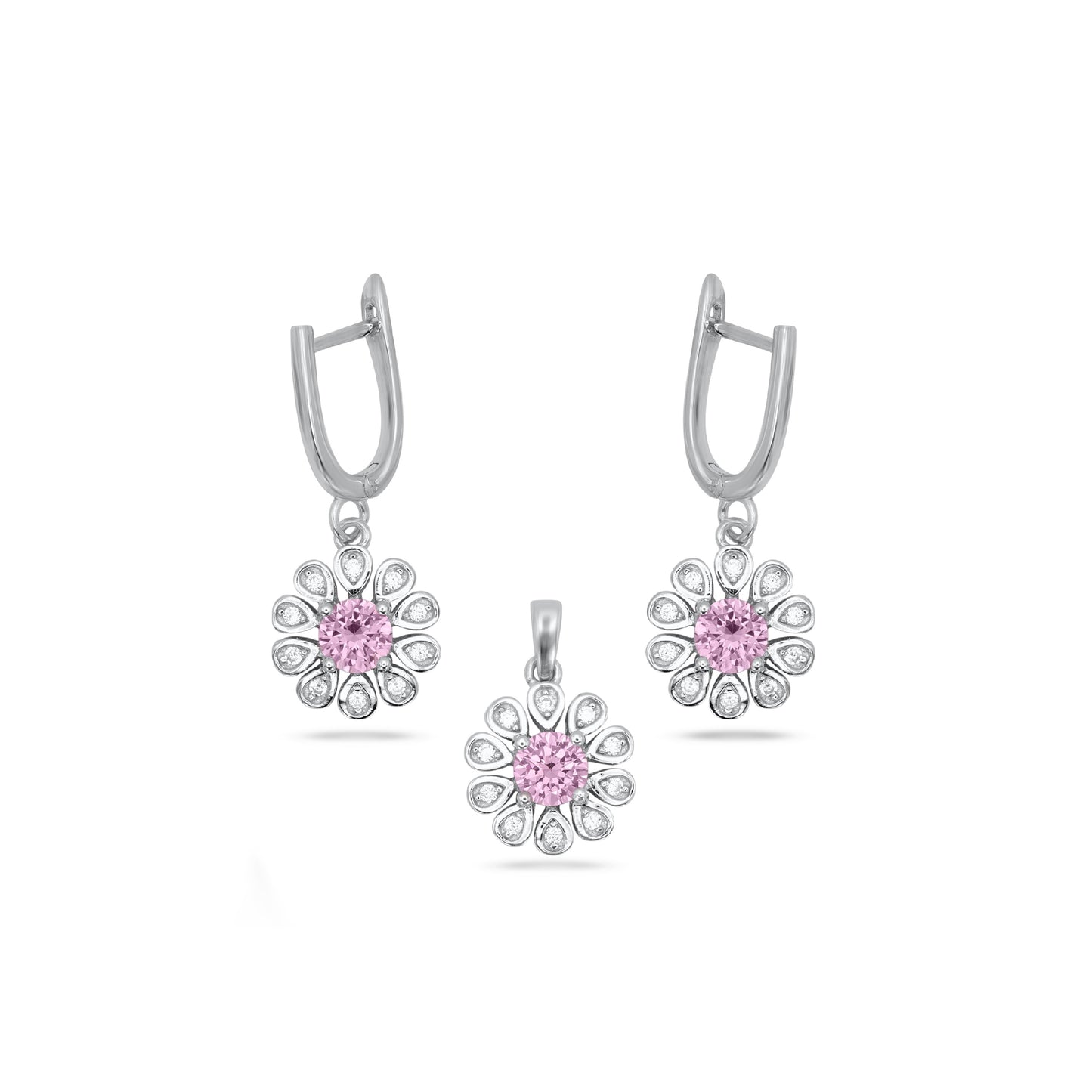 Pink Cubic Zirconia Pendant Set