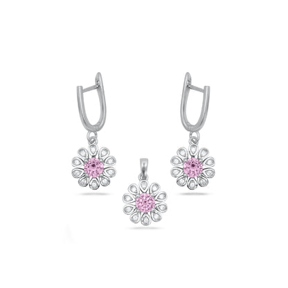 Pink Cubic Zirconia Pendant Set