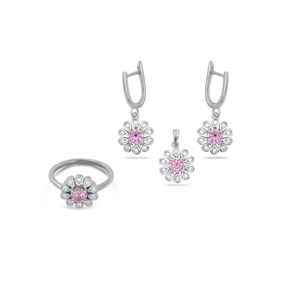 Pink Cubic Zirconia Pendant Set