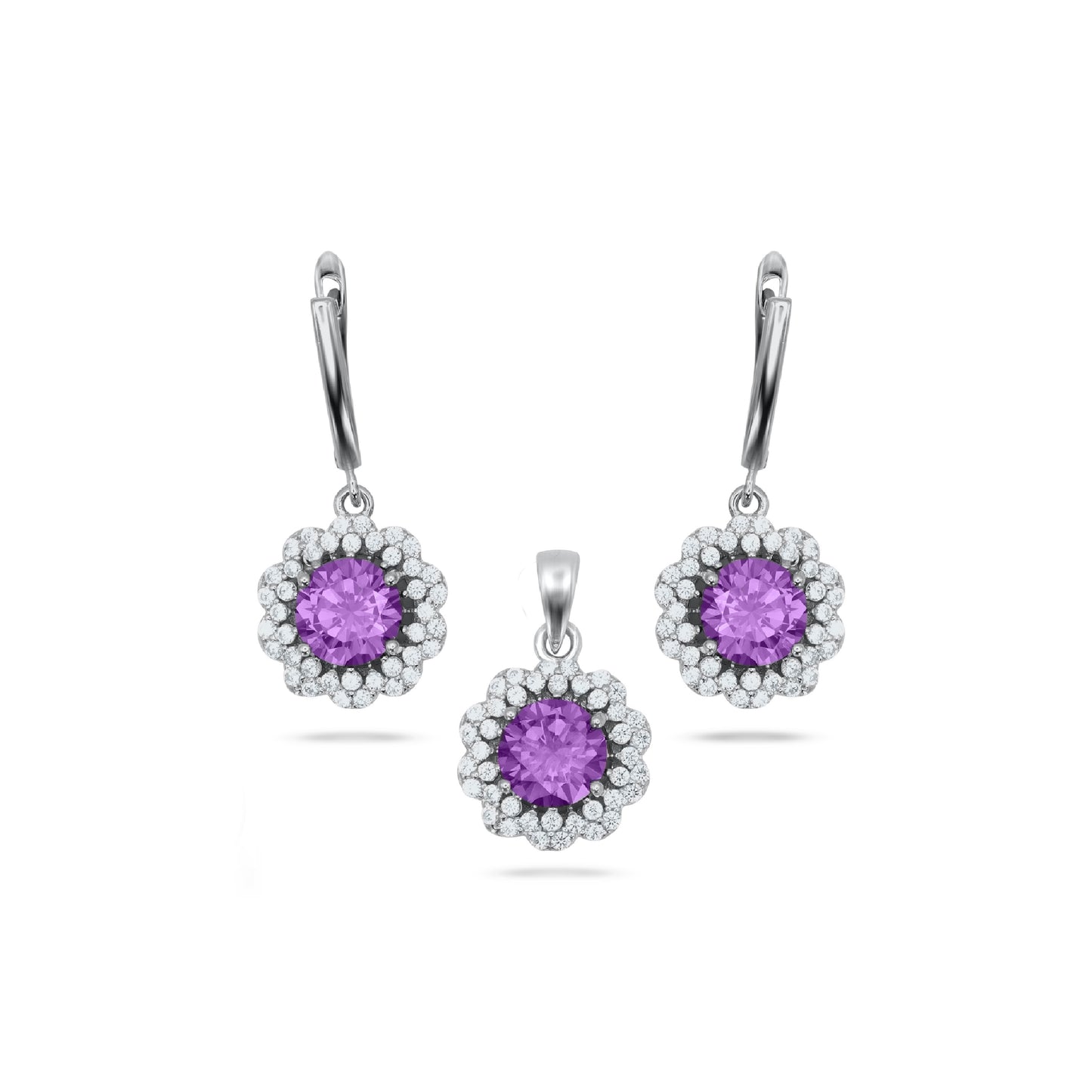 Round  Purple Pendant Set