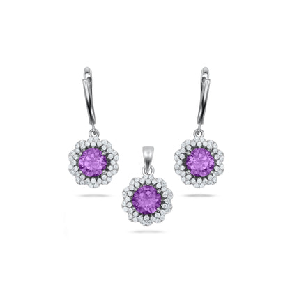 Round  Purple Pendant Set