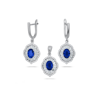 Classic And Sophisticated Style Blue Pendant Set