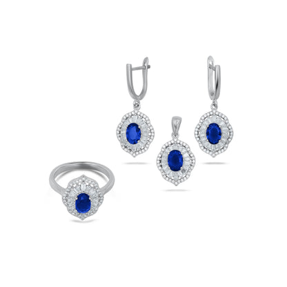 Classic And Sophisticated Style Blue Pendant Set