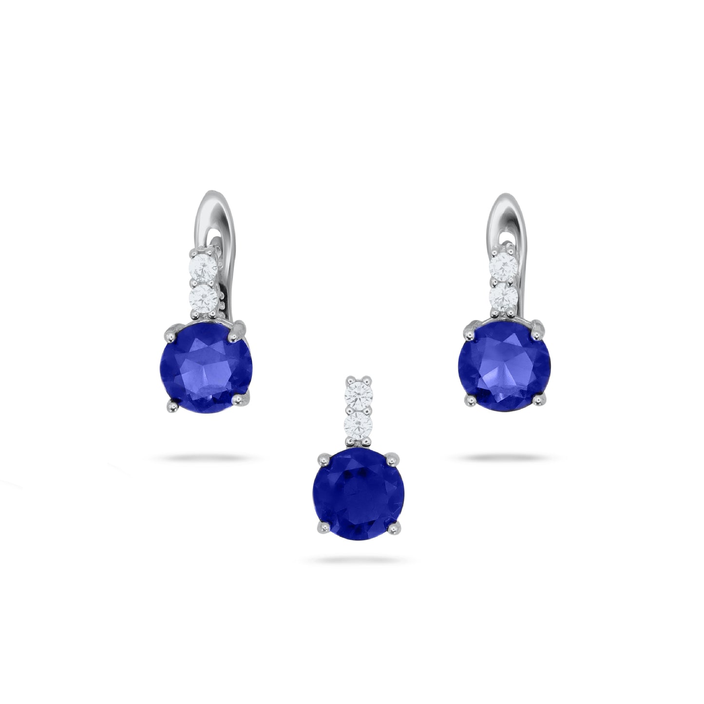 Round Blue Stone Pendant Set