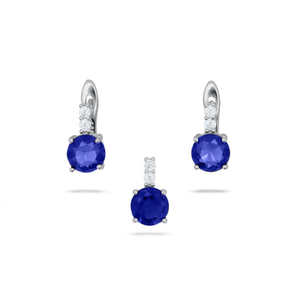 Round Blue Stone Pendant Set