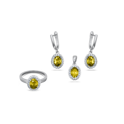 Oval Yellow Pendant Set