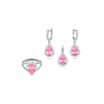 Pink Oval Shape Pendant Set