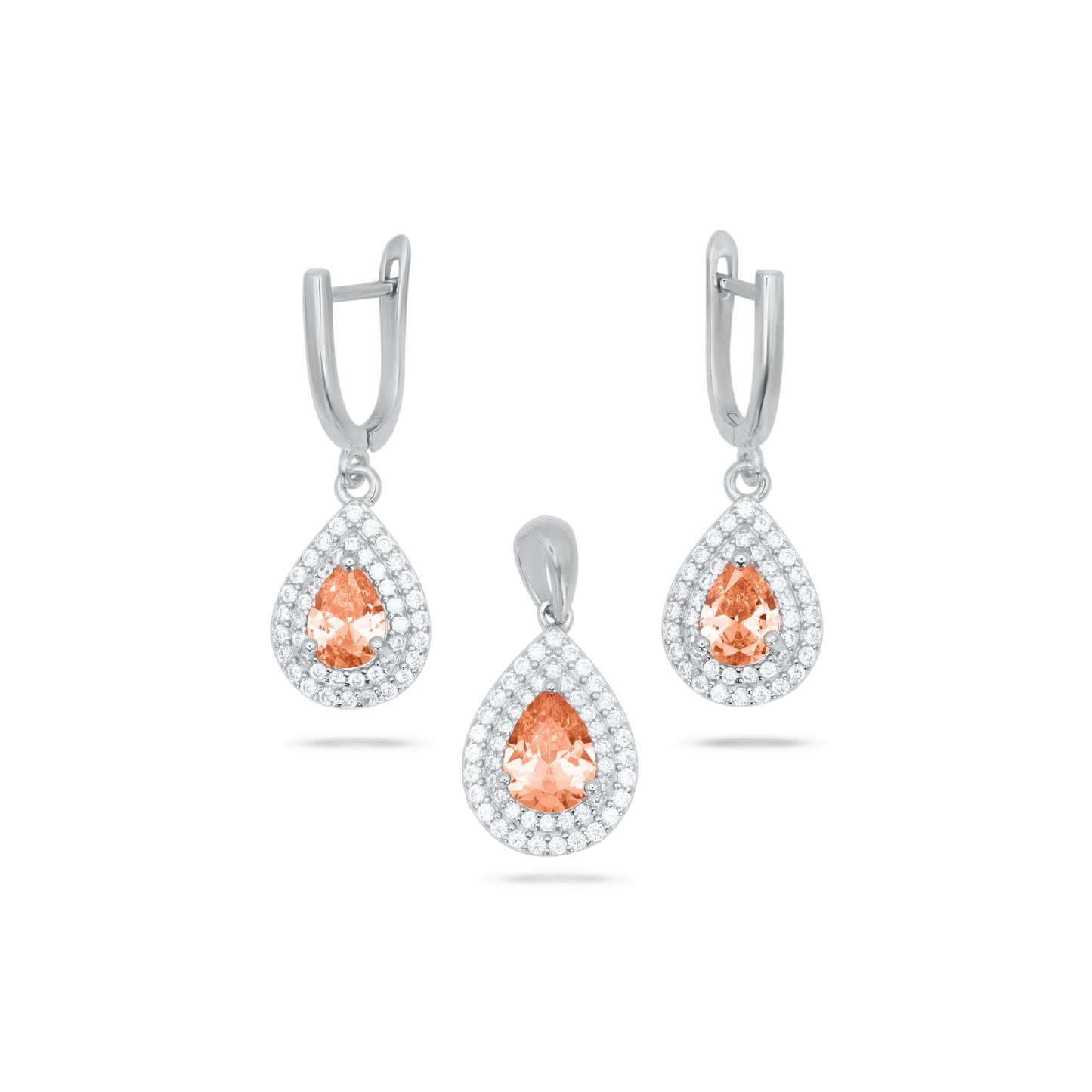 Orange Pear Shape Pendant Set