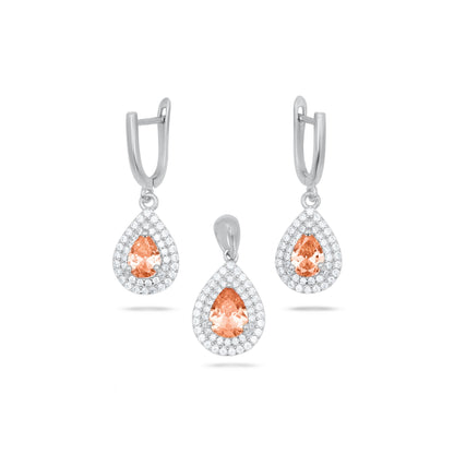 Orange Pear Shape Pendant Set