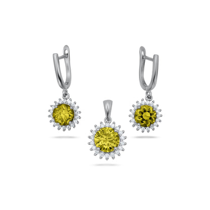 Round Flower Shape Pendant Set