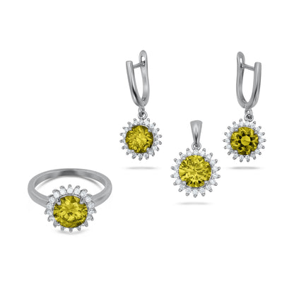 Round Flower Shape Pendant Set