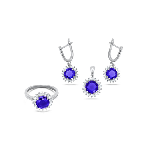 Hope Round Blue Pendant Set