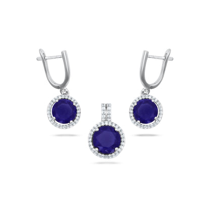 Round Blue Pendant Set