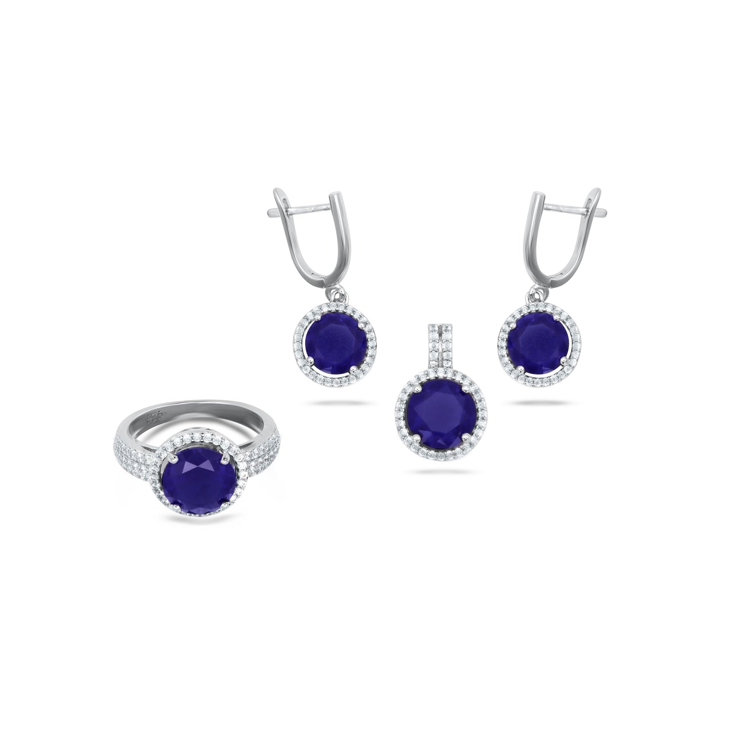 Round Blue Pendant Set