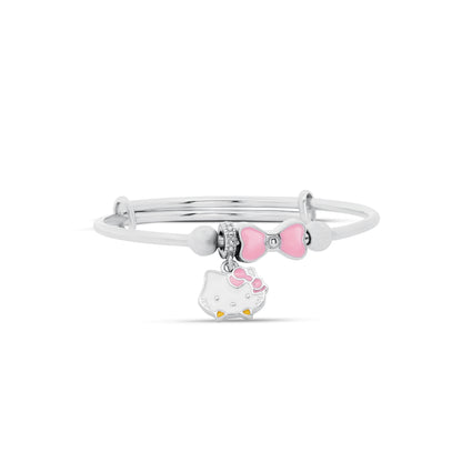 Silver Kitty Bangle For Kids
