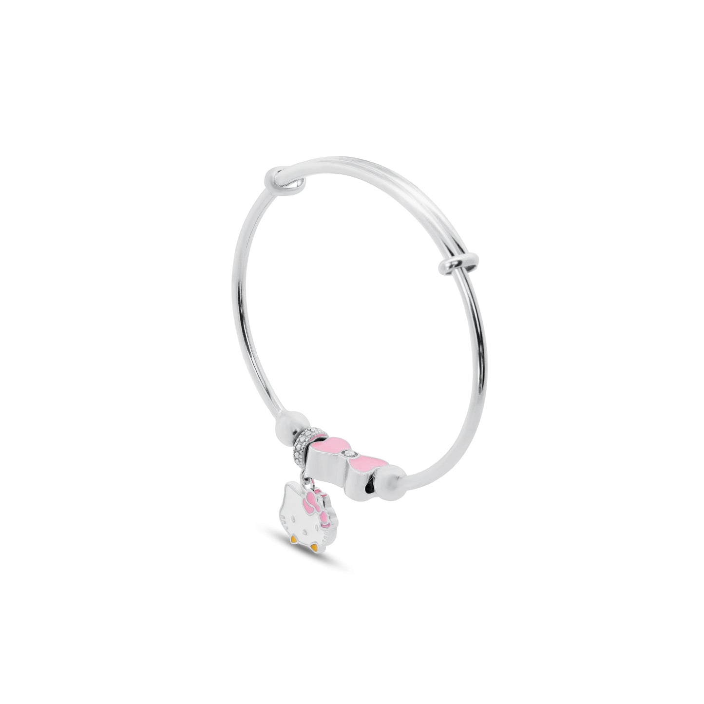 Silver Kitty Bangle For Kids