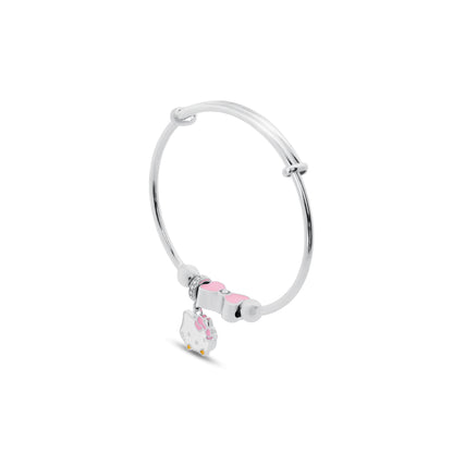 Silver Kitty Bangle For Kids