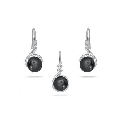 Black Pearl Drop Pendant Set