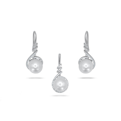 Sterling Silver Cultured Pearl Pendant Set
