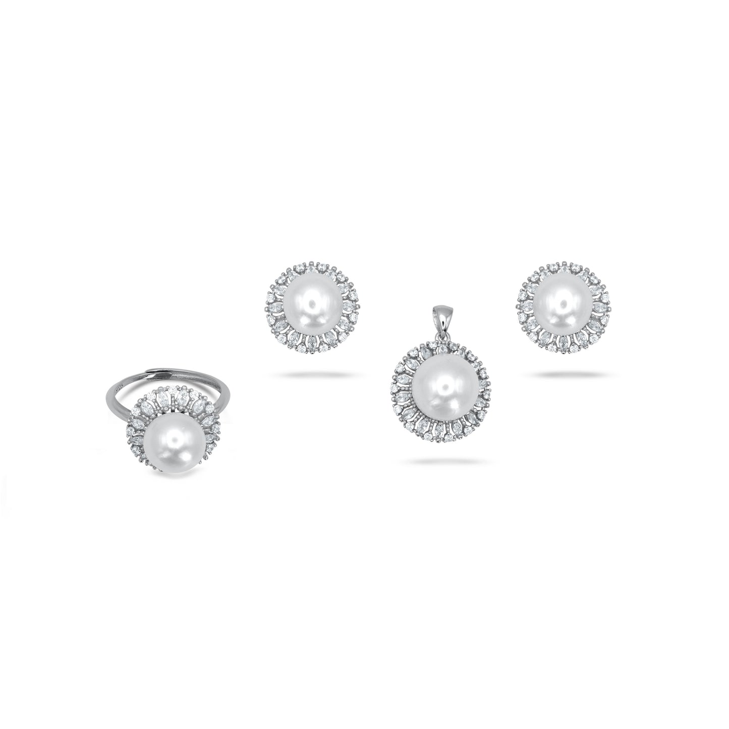 White Button Pearl Pendant Set