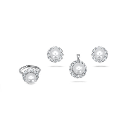 White Button Pearl Pendant Set