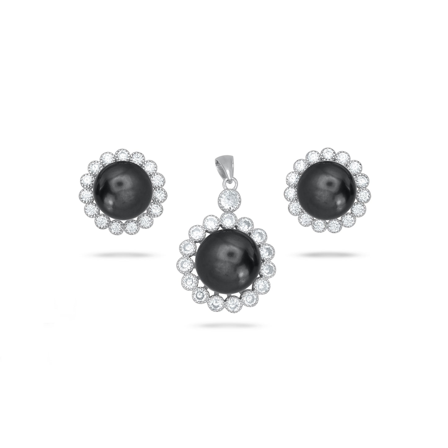 Flower Cluster Peral Pendant Set