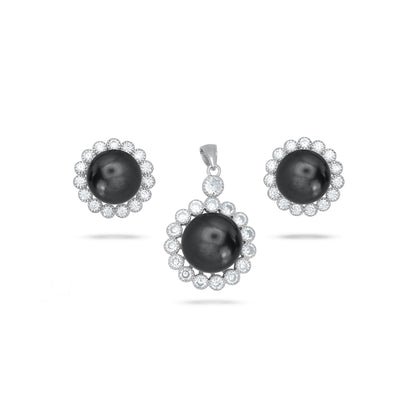 Flower Cluster Peral Pendant Set