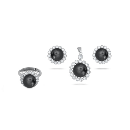 Flower Cluster Peral Pendant Set