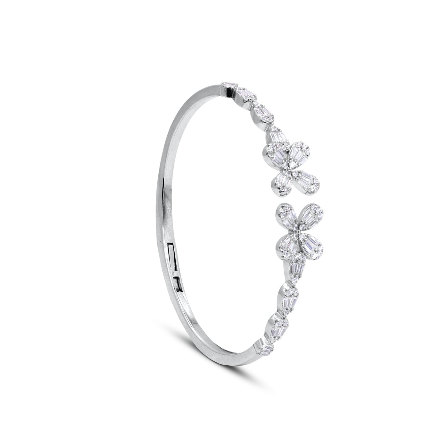 Floral Elegance Silver Bangle