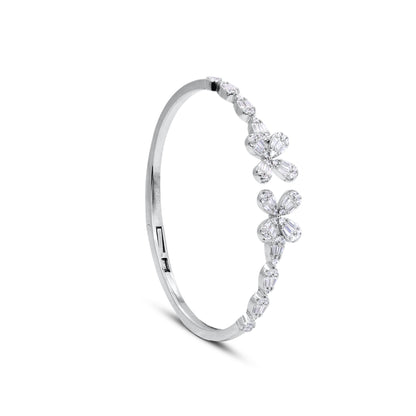 Floral Elegance Silver Bangle