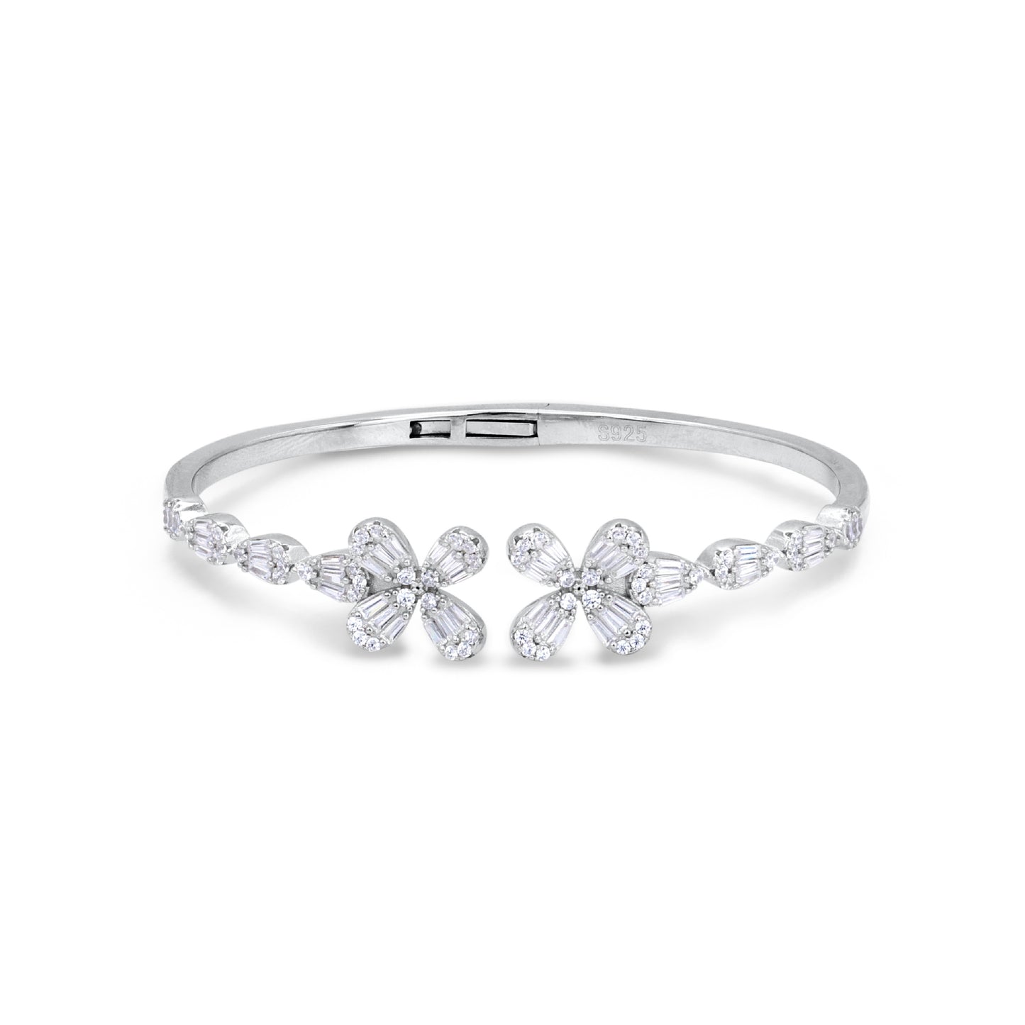 Floral Elegance Silver Bangle
