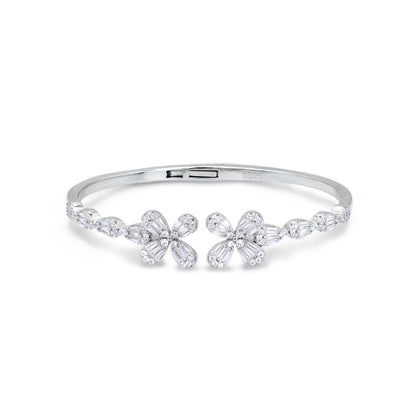 Floral Elegance Silver Bangle