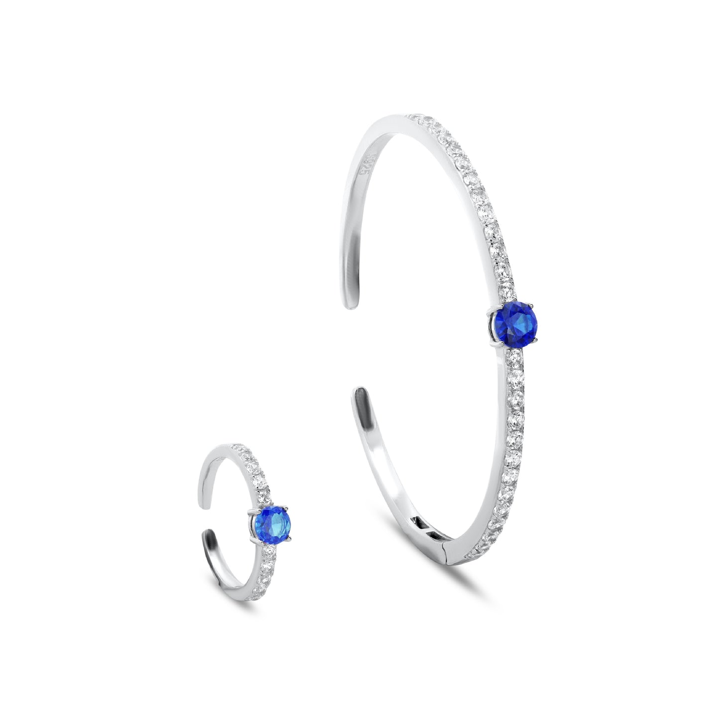 Fine Ring And Sterling Silver Royal Blue Stone Bangle