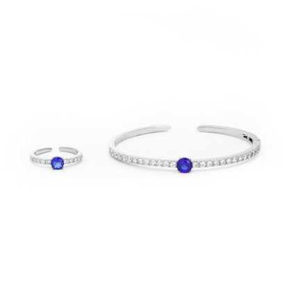 Fine Ring And Sterling Silver Royal Blue Stone Bangle