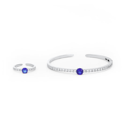 Fine Ring And Sterling Silver Royal Blue Stone Bangle