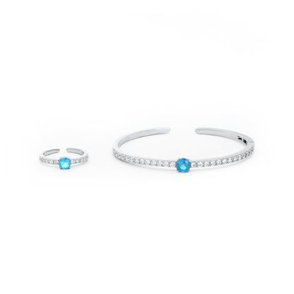 Fine Ring And Sterling Silver Blue Stone Bangle