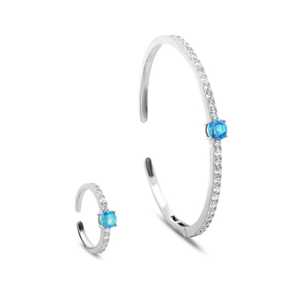 Fine Ring And Sterling Silver Blue Stone Bangle
